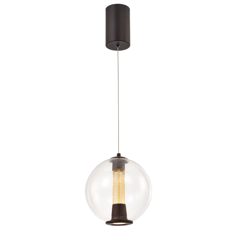 Подвесной светильник 20*135 см, 7W, Favourite Boble 4550-2P матовый черный, прозрачное стекло, золото