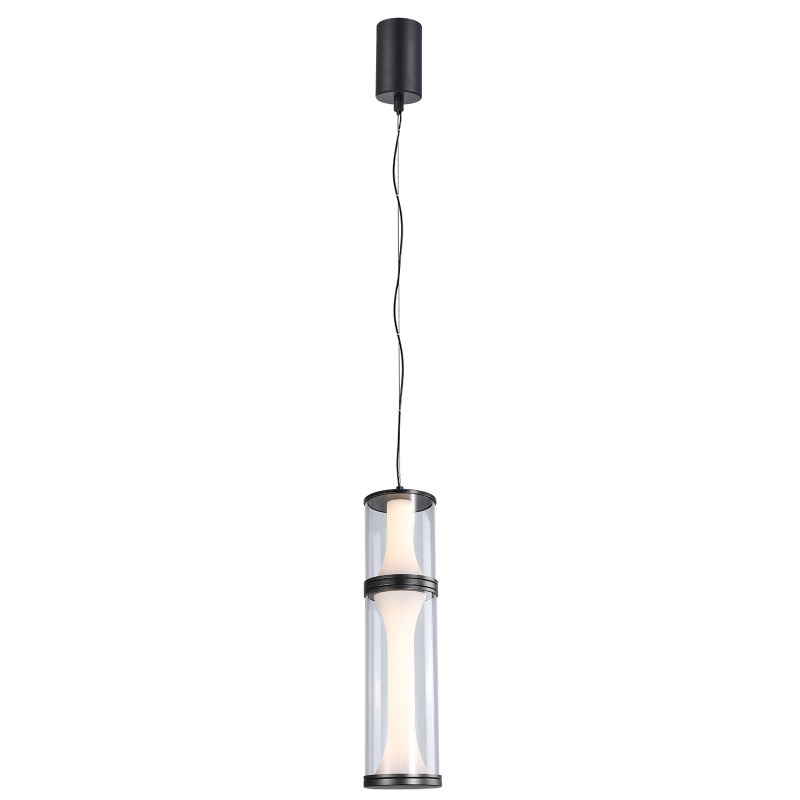 Подвесной светильник 16,5*180 см, 20W, Favourite Bones 4245-2P матовый черный, стекло дымчато-серого цвета и белый акрил