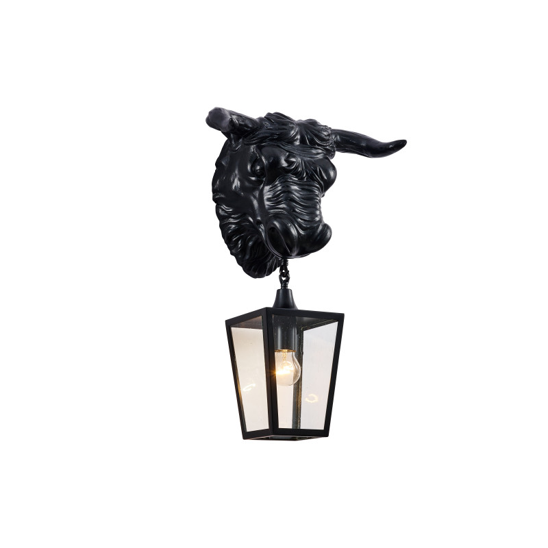 Уличный светильник Favourite Bison 4001-1W, D225*W360*H595, каркас черного цвета, плафон из прозрачного узорного стекла