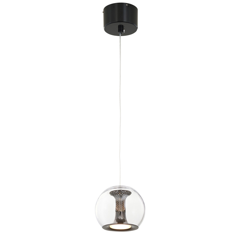 Подвесной светильник 12*180 см, 7W, Favourite Sfar 4335-1P прозрачное стекло, черный хром