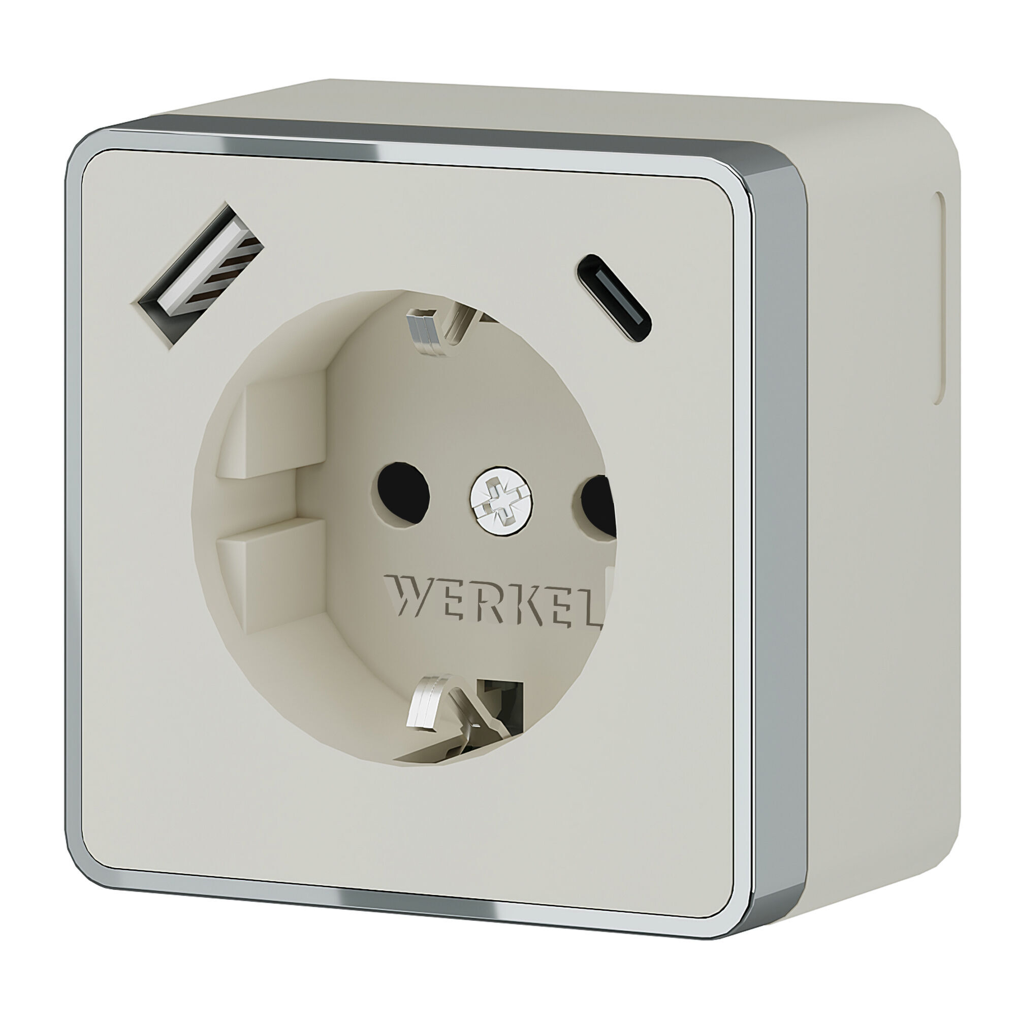 Розетка Werkel W5071703 с заземлением, шторками и USB тип A+C Gallant, слоновая кость
