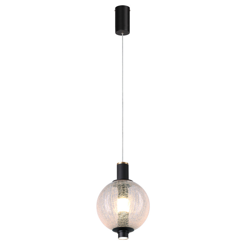 Подвесной светильник 16*193,5 см, 9W, Favourite Kolbe 4315-1P матовый черный, латунь, прозрачный акрил