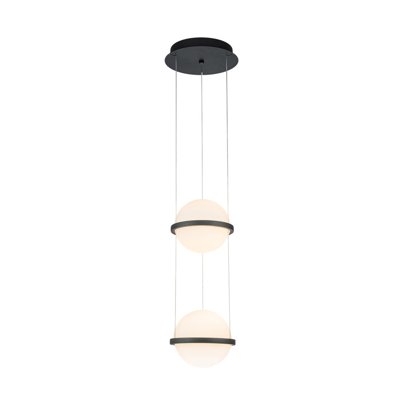 Подвесной светильник 22,5*120 см, 40W, Favourite Ringar 4502-2P матовый черный, белое стекло