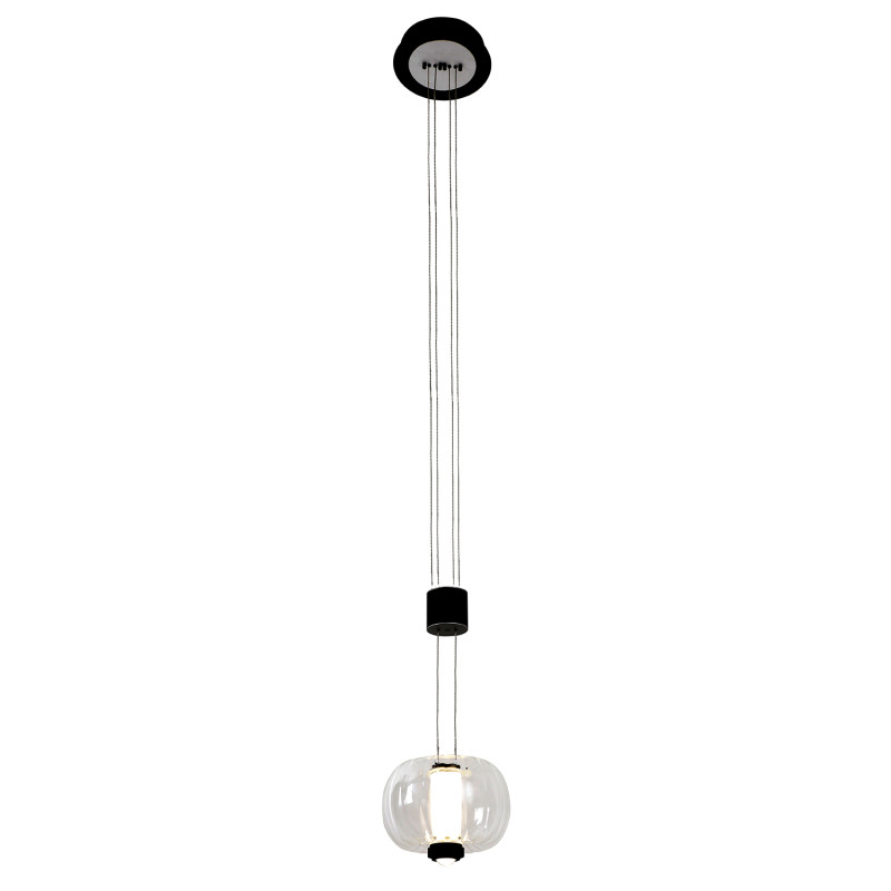 Подвесной светильник 16*235 см, 7W, Favourite Lyfta 4493-1P матовый черный, матовое серебро, прозрачное стекло, белый акрил