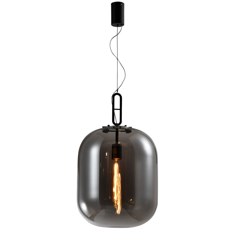 Подвесной светильник 35*220 см, 40W, Favourite Canister 4265-1P черный, дымчато-серое стекло