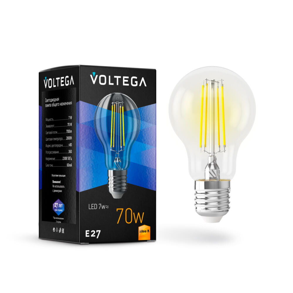7140 Лампа светодиодная  Voltega Crystal 7W 700Lm 2800K E27