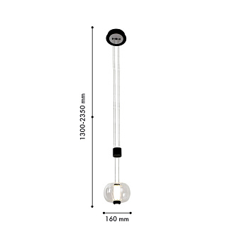 Подвесной светильник 16*235 см, 7W, Favourite Lyfta 4493-1P матовый черный, матовое серебро, прозрачное стекло, белый акрил