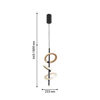 Подвесной светильник 22,5*180 см, 19W, Favourite Jongleur 4322-3P черный, акрил прозрачный, матовое золото