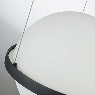 Подвесной светильник 22,5*120 см, 20W, Favourite Ringar 4502-1P матовый черный, белое стекло