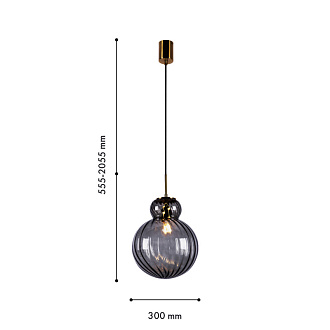 Подвесной светильник 30*205,5 см, 40W, Favourite Ortus 4269-2P стекло дымчато-серого цвета