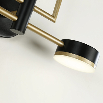 Бра Favourite Modul 4013-2W, D150*W400*H220, каркас светильника сочетает два цвета - черный и золото, плафоны цилиндрической формы разного диаметра