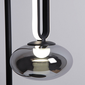 Настольная лампа 24*15*51 см, 9W, Favourite BARON 4284-1T матовый черный, стекло дымчато-серого цвета, белый акрил