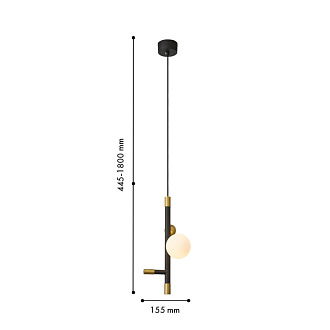 Подвесной светильник 15,5*180 см, 5W, Favourite Sparrow 4324-1P черный, матовое золото, белое стекло