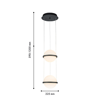 Подвесной светильник 22,5*120 см, 40W, Favourite Ringar 4502-2P матовый черный, белое стекло