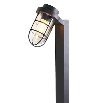Уличный светильник Favourite Pointer 3021-1T, L205*W130*H650, Каркас черного цвета, плафон из закаленного прозрачного стекла, IP44
