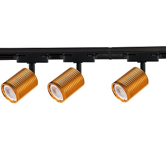 Потолочный светильник Favourite Imago 4020-3U, L2010*W60*H152, золота, в комплект трековой системы входят: 3 спота, шинопровод (2х1м) и коннектор, угол поворота до 170°, лампу GU10 можно менять