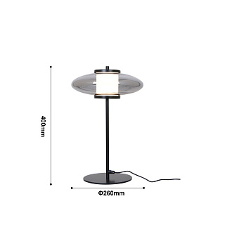 Настольная лампа 26*40 см, 7W, Favourite Rulle 4373-1T матовый черный, стекло дымчато-серого цвета, белый акрил