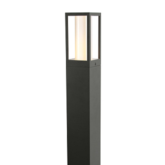 Уличный светильник Favourite Later 3036-1T, L75*W75*H700, каркас черного цвета, внешний плафон из прозрачного стекла, внутренний цилиндрический плафон из белого матового  акрила, IP65