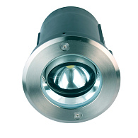 Уличный светильник Favourite Earthen 3039-1U, L108*W108*H128, встраиваемый в асфальт светильник, каркас черный, декоративное кольцо в цвете никель, отражатель из закаленного прозрачного стекла, IP67