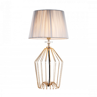 Настольная лампа Favourite Sade 2690-1T, D300*H580, золотой гальваники, абажур из серой нити, декоративные элементы выполнены из прозрачного стекла