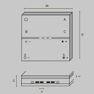 Беспроводная панель управления 9,1*8,6*1,5 см, Maytoni Technical Lighting control DRC034-8-B черный