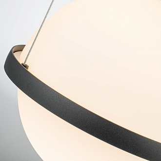 Подвесной светильник 22,5*120 см, 20W, Favourite Ringar 4502-1P матовый черный, белое стекло