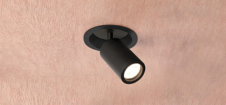 Врезной светильник Favourite Angularis 2805-1C, D80*H175, врезной светильник с углубленной базой, поворотный плафон, черный цвет каркаса