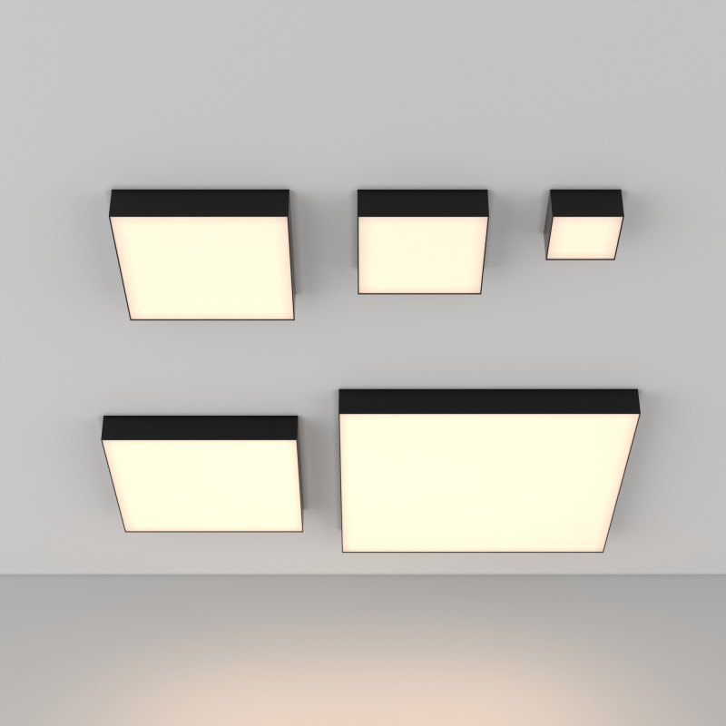 Накладной светильник 22*22*6 см, LED, 24W, 3000К, Maytoni Technical Zon C032CL-24W3K-SQ-B черный