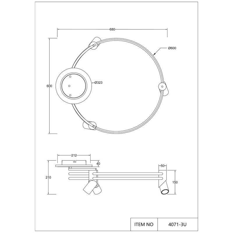 Потолочный светильник Favourite Cosmical 4071-3U, L680*W600*H210, потолочный светильник черного цвета в  сочетании с золотыми поворотными спотами на каркасе, встроенные ленты LED по периметру. Пульт управления цветом