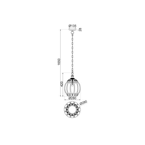 Подвесной светильник  28*165 см, 1*E27 коричневый, бронза Vele Luce Helen VL4266P31
