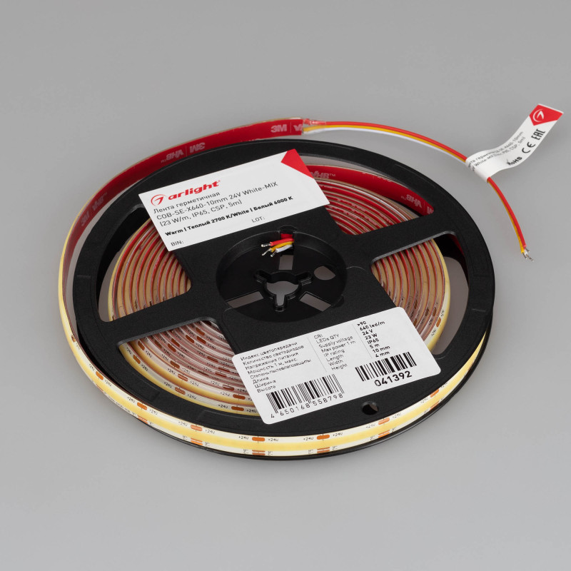 Лента герметичная COB-SE-X640-10mm 24V White-MIX (23 W/m, IP65, CSP, 5m) (Arlight, Изменяемая ЦТ) 041392. Цена указана за 5 метров. Продается кратно 5 метрам.