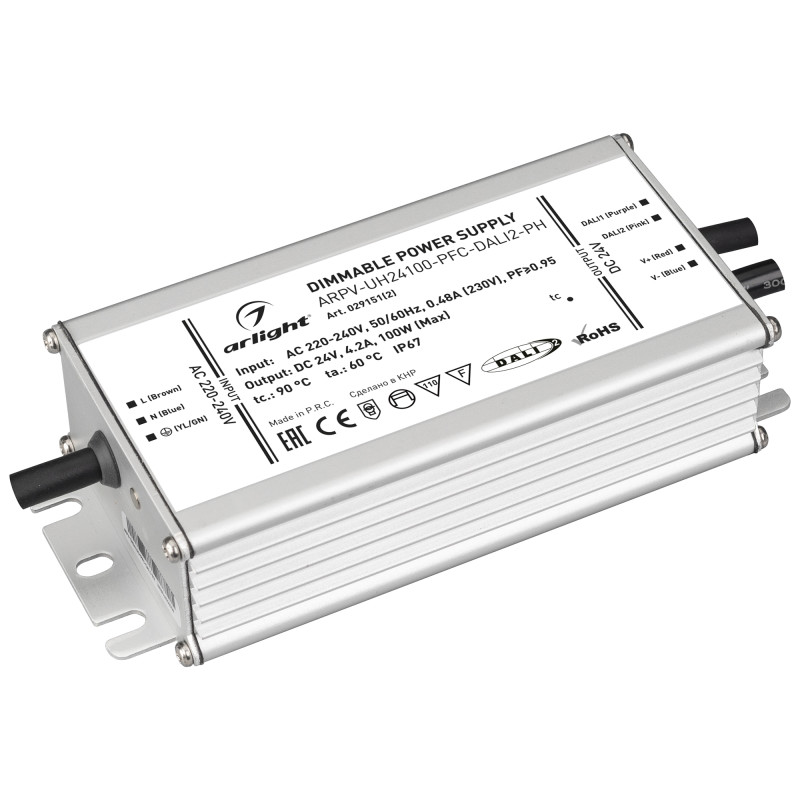 Блок питания ARPV-UH24100-PFC-DALI2-PH (24V, 4.2A, 100W) (Arlight, IP67 Металл, 7 лет) 029151(2)