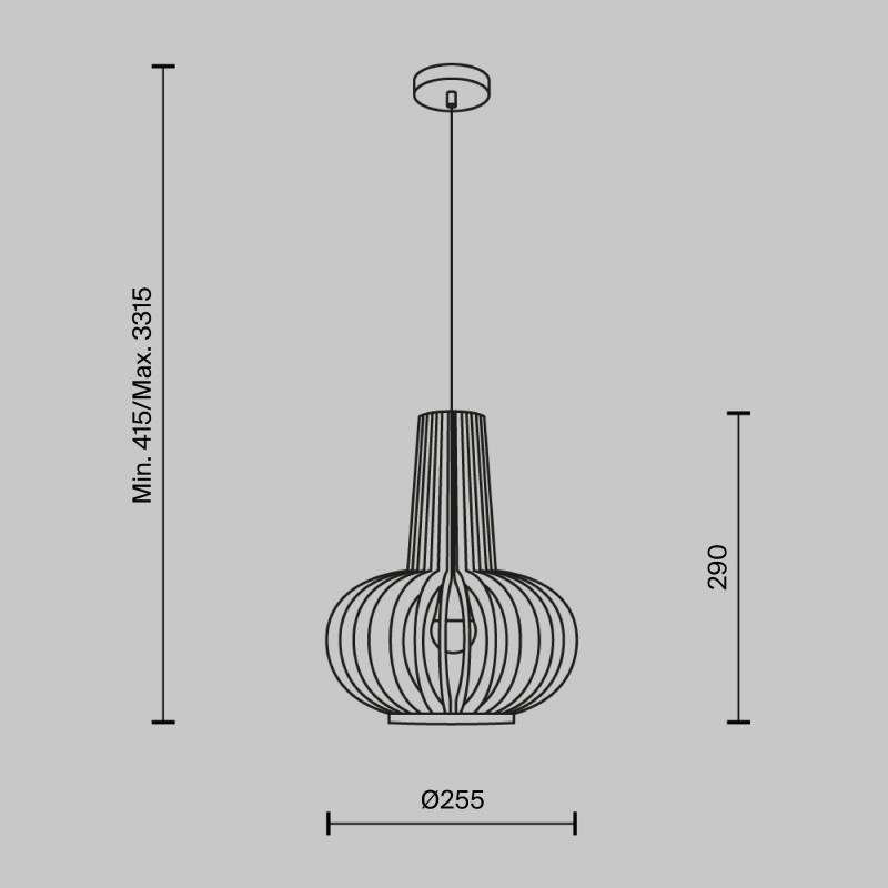 Подвесной светильник  29*15*21,5 см, E27 1 40W, К, Черный Maytoni Roots MOD193PL-01W