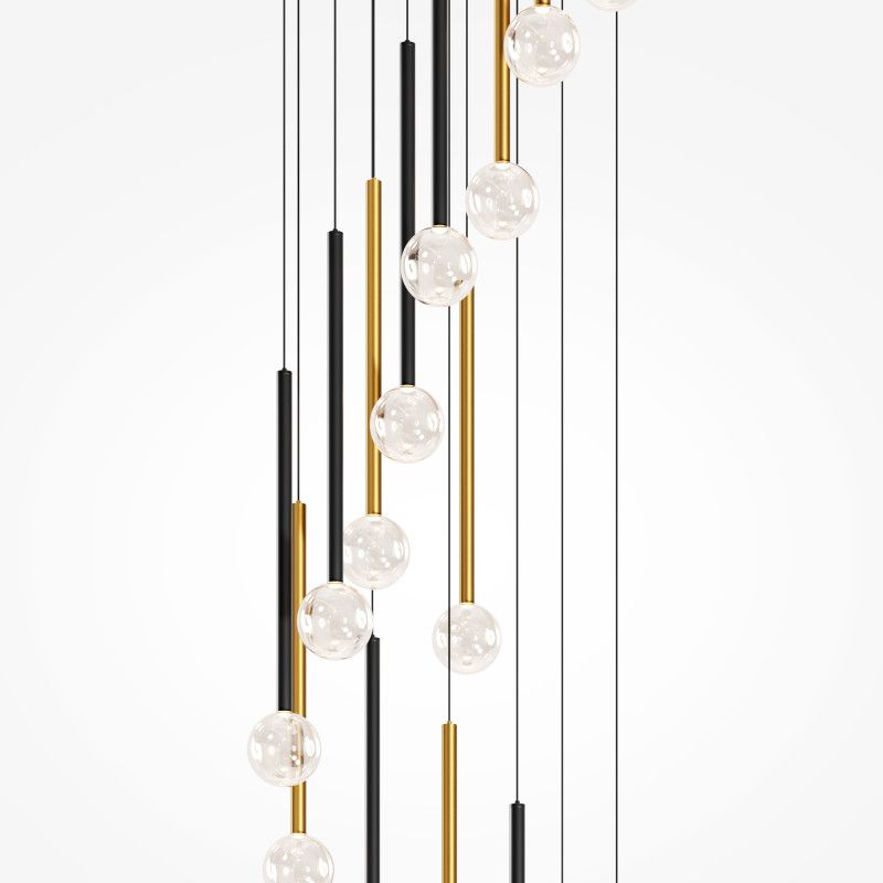 Каскадная люстра 60*60*360 см, LED*51W, 3000K, Maytoni Bubble Dream MOD383PL-L40BBS3K, черный