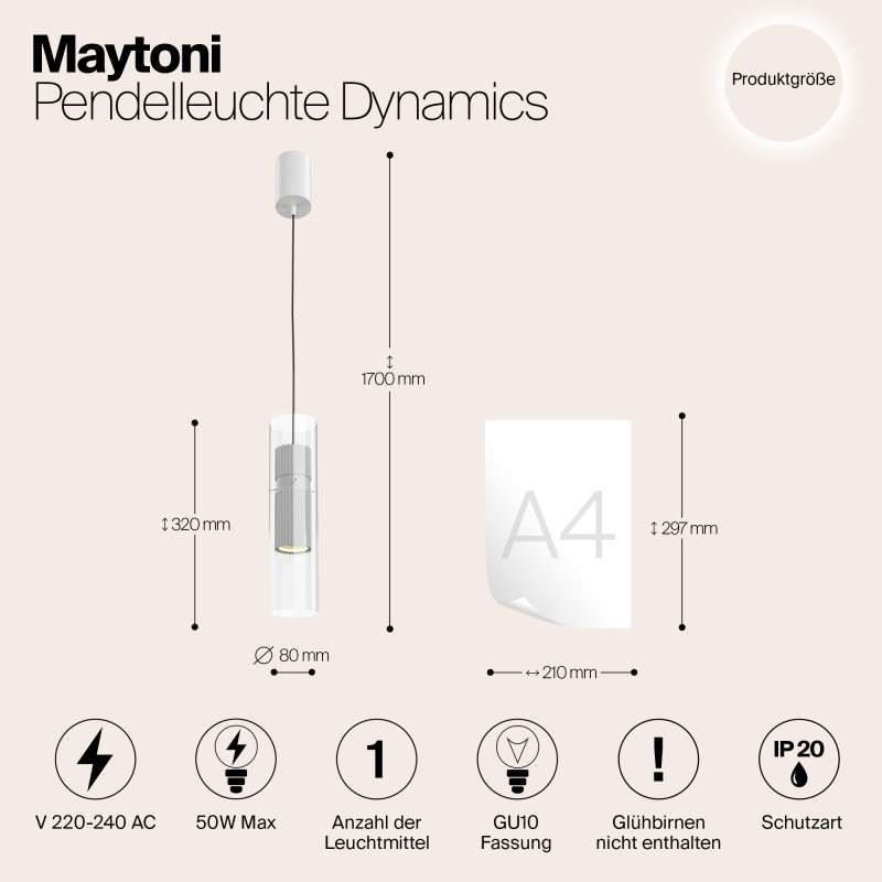 Светильник 22 см, Maytoni Dynamics MOD326WL-02W, белый