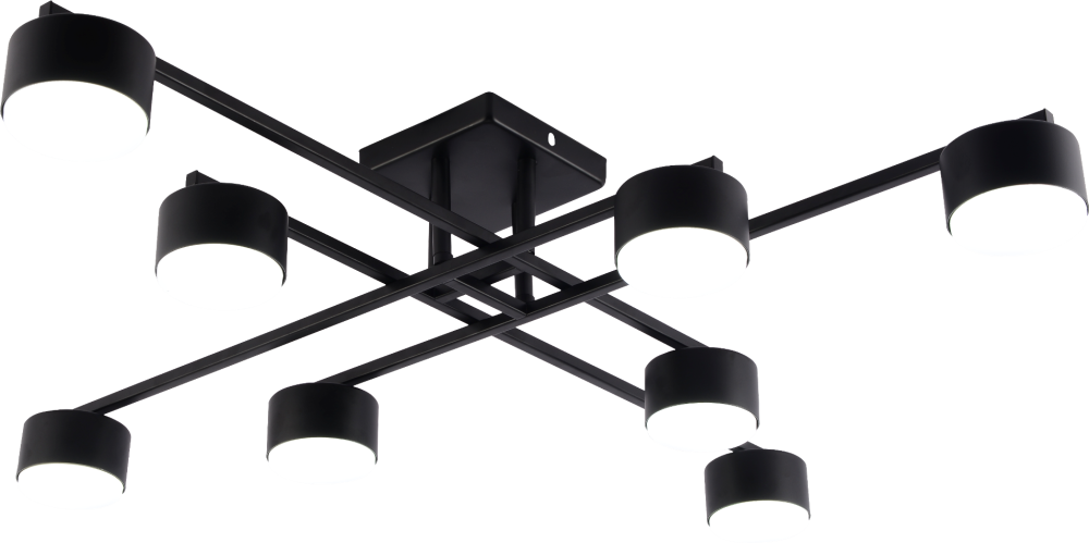 Люстра L800 x W800 x H155, мм, 8*15W (120W), BK (Черный) Rilon GX1061-8 BK