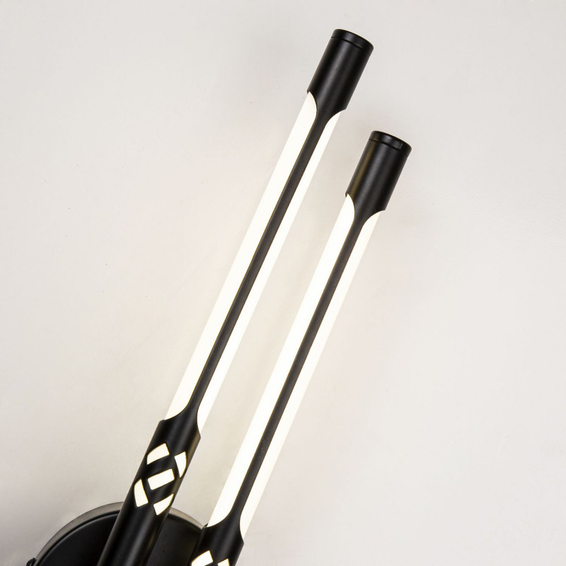 Бра Favourite Wand 4098-2W, D70*W100*H360, каркас матового черного цвета с декоративными узорными элементами, белые акриловые рассеиватели