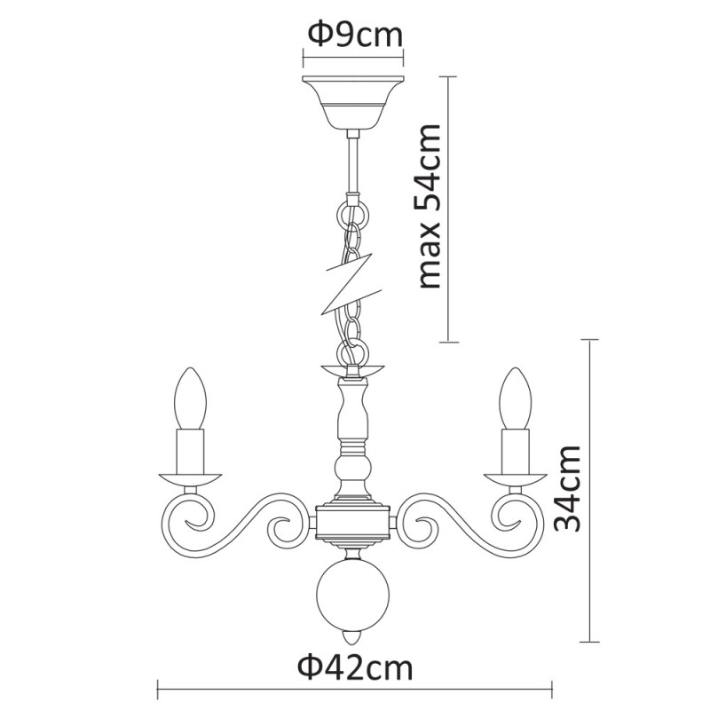 Подвесная люстра Arte Lamp A1129LM-5AB бронза, диаметр 42 см