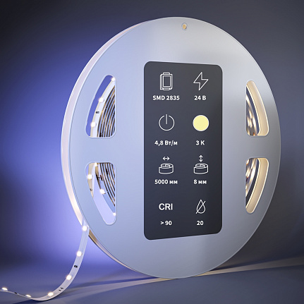 High CRI светодиодная лента Ultra 24В 2835 4,8Вт/м 3000К 5м IP20 201082 Maytoni  Led Strip, цена за метр, отгружается по  5 м