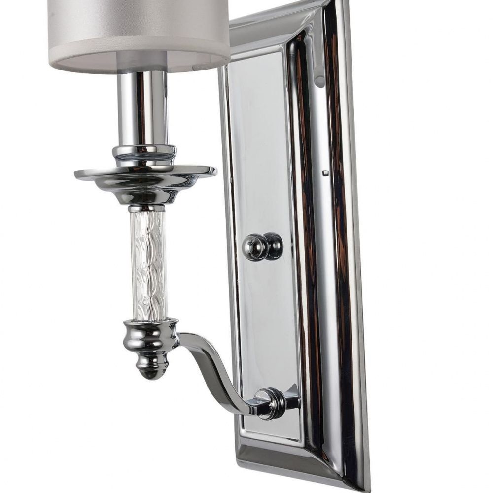 Бра Favourite Gelios 2930-1W, D160*W115*H390, хром, плафон из белой атласной ткани, декоративный элемент из прозрачного стекла