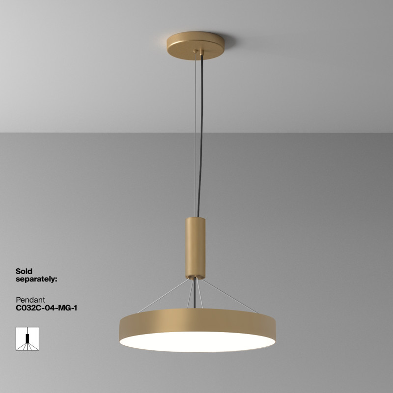 Накладной светильник 40*40*6 см, LED, 45W, 4000К, Maytoni Technical Zon C032CL-45W4K-RD-MG золото матовое