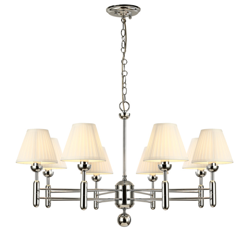 Подвесная люстра Favourite Avangard 2952-8P, D900*H540/1540, хром, плафоны из белой ткани