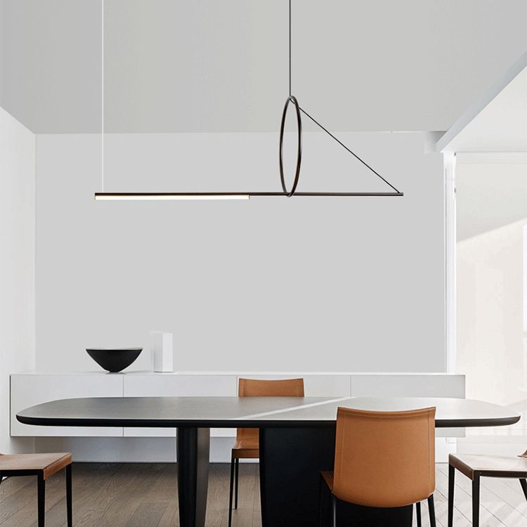 Подвесной светильник SUSPENSION CERCLE ET TRAIT – GRAPHITE SATINE L120 120*45*45 см, 1*LED*25W, 3000K, ImperiumLoft 40.1282-0, Чёрный