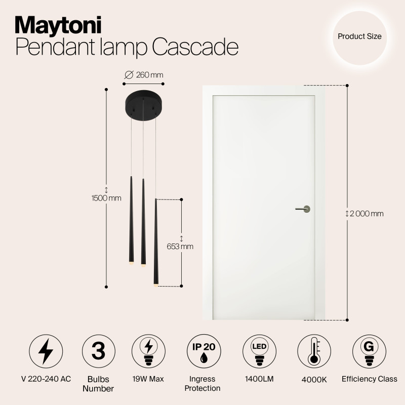 Светодиодный светильник 26 см, 15W, 4000K, Maytoni MOD132PL-L28BK1, черный