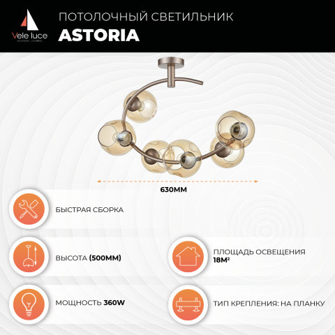 Потолочный светильник 36*63*50 см, 6*E27 шампань Vele Luce Astoria VL5004P62