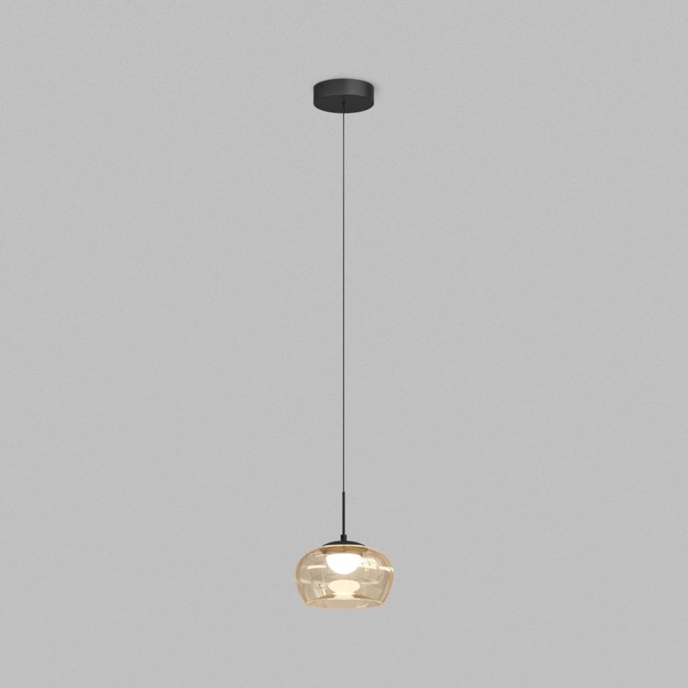 Подвесной светильник 22 см, 12W, 3000K, Denkirs Floa DK6741-BK+AM, черный