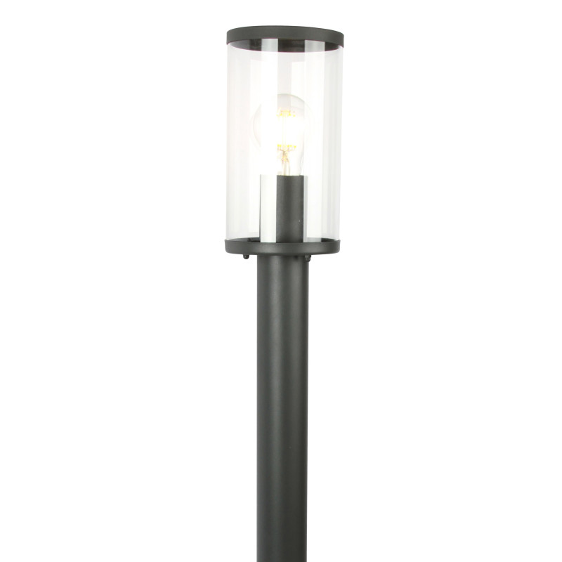 Уличный светильник Favourite Lukturis 3038-1T, L112*W112*H650, Каркас черного цвета, плафон из закаленного прозрачного стекла, IP44