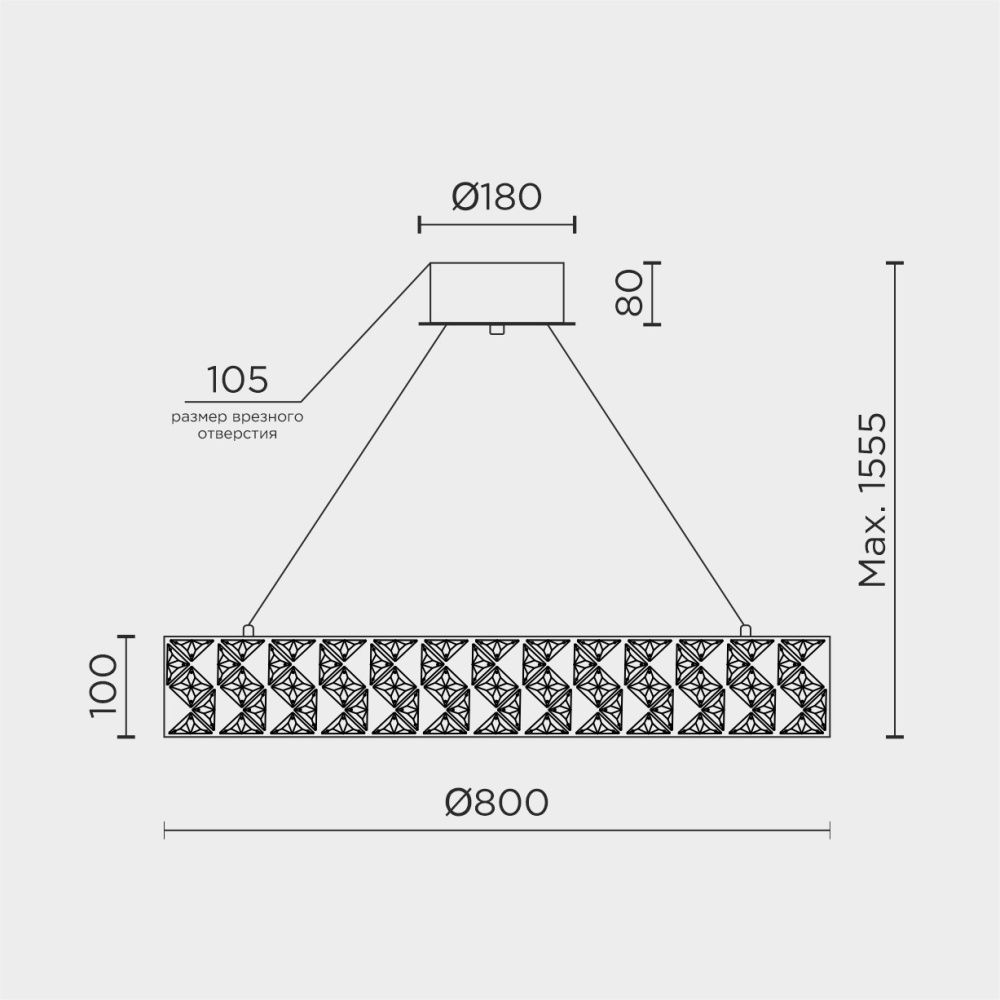 Люстра *80*10 см, LED*89W, 3000-6000K, Modelux  ML.335.800 CR, Хром