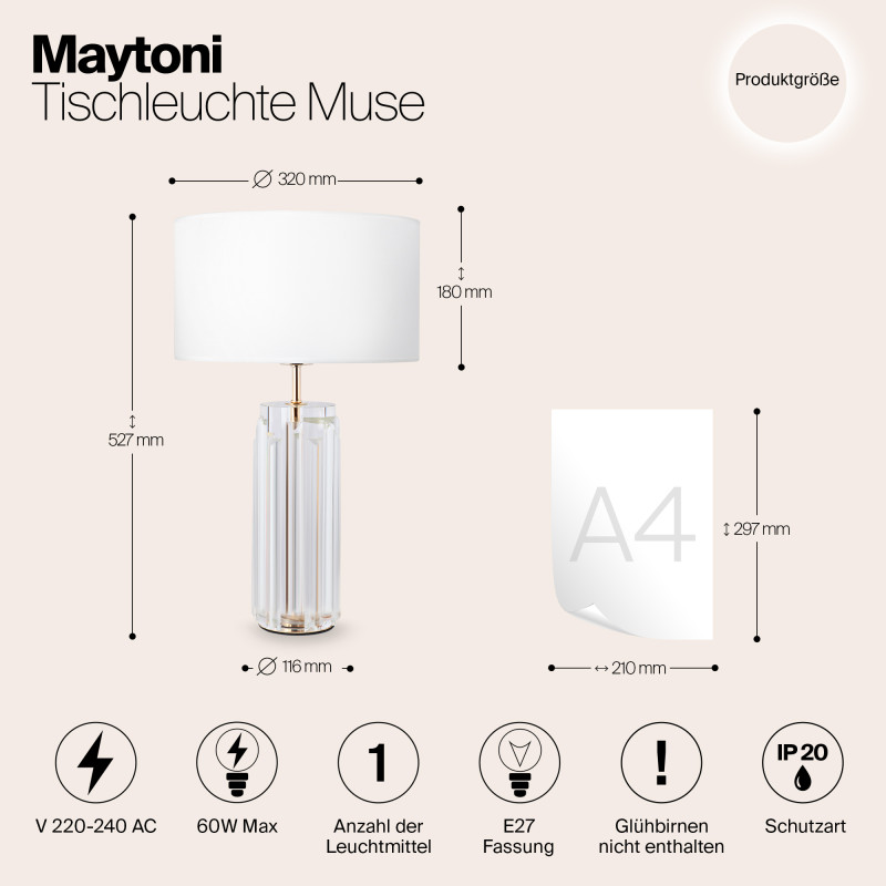 Светильник 53 см, Maytoni Muse MOD304TL-01G, золото