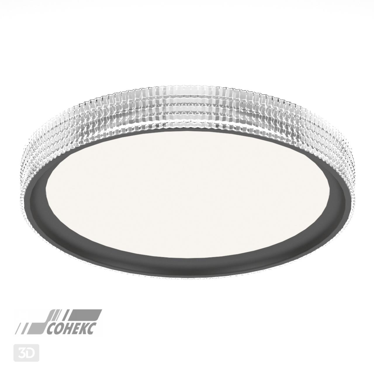 Cветильник 49*7,5 см, LED 72W, 3000-6000 К, IP43, белый/черный, пластик Sonex Shiny, 3049/EL